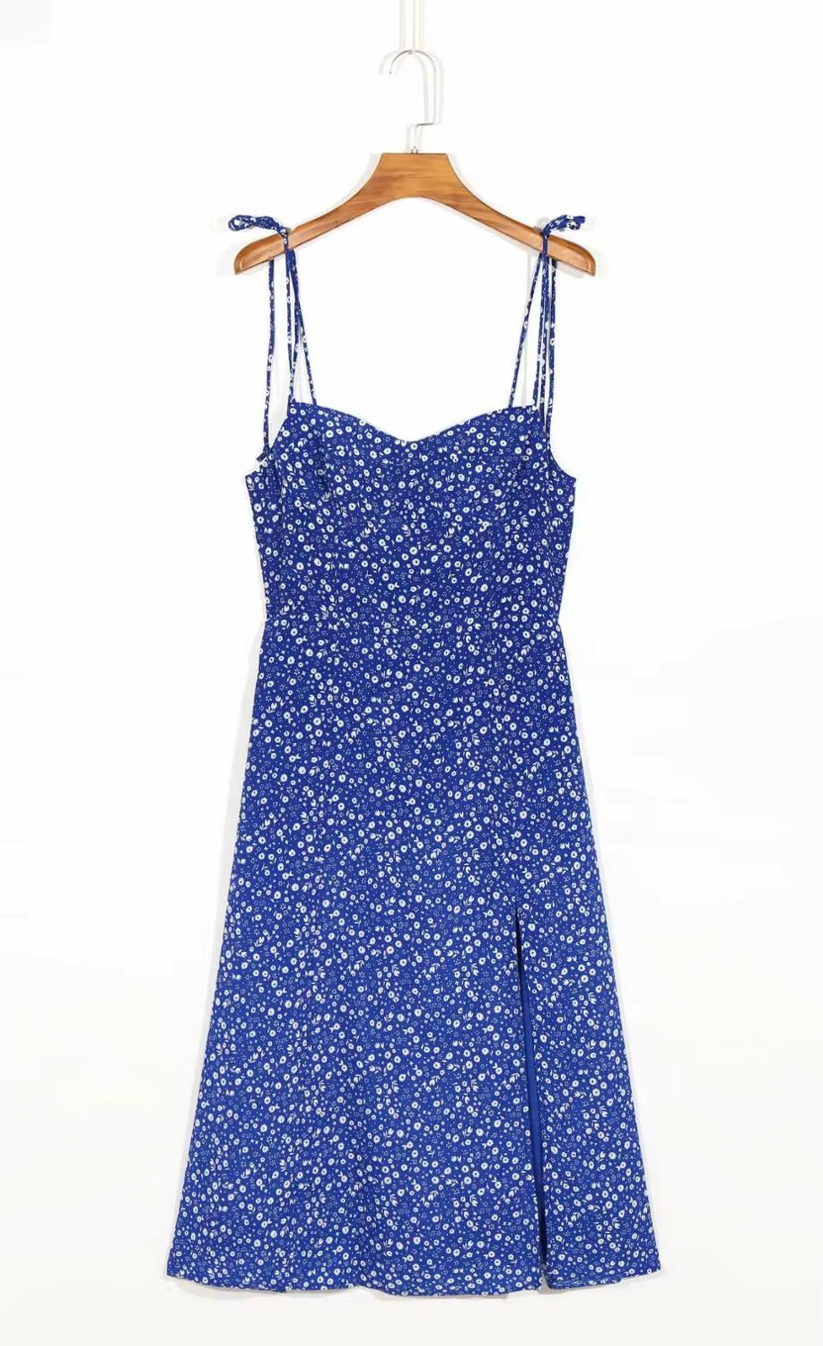 2025 Women Summer Spaghetti Strap Midi Dressweanavy Floral Print Dres Sexy Split Vestidos Global