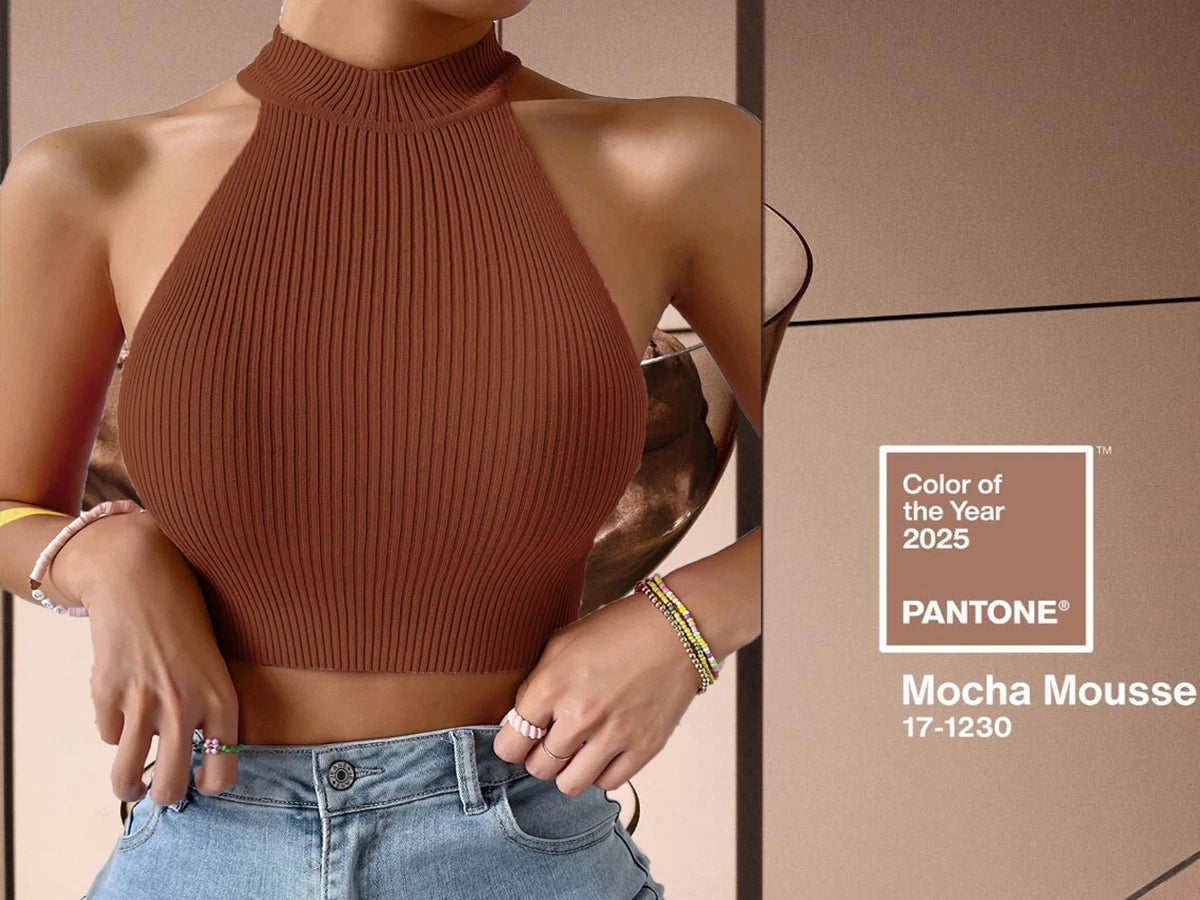 2025 Summer Fashion Women Basics Casual Knit Sleeveless Corset Halter Crossfit Crop Top Y2K Clothes Femme Stretch Sweater Tank